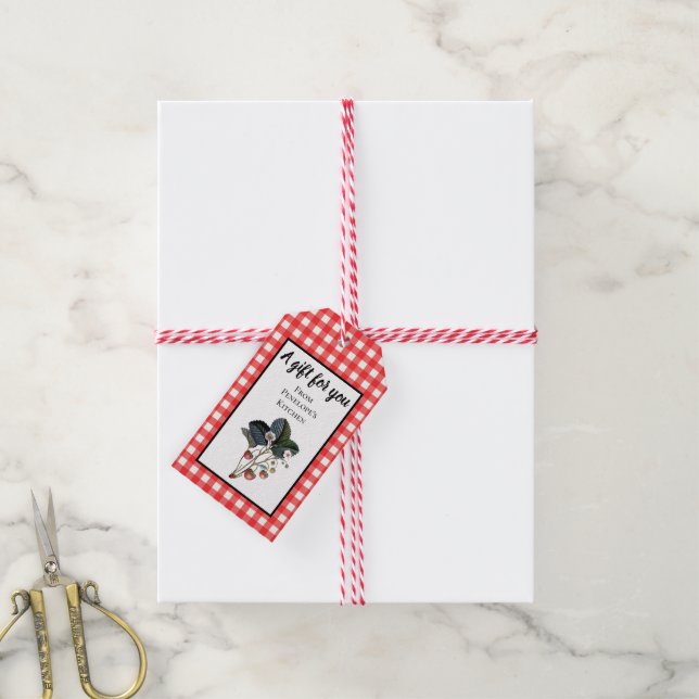 Red Gingham Homemade Strawberry Jelly Hang Tag (With Twine)