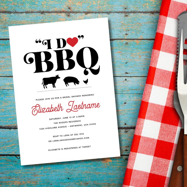 Red Gingham I Do BBQ Bridal Shower Invitation (Creator Uploaded)