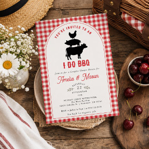 Red Gingham I Do BBQ Couples Bridal Shower Invitation