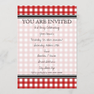 Red Gingham Invitation