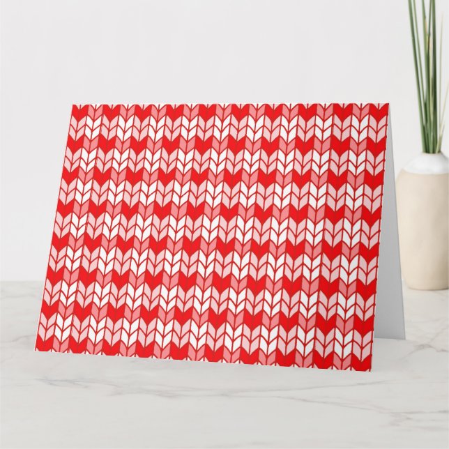 RED GINGHAM KNIT Big Greeting Card / Horizontal (Front)