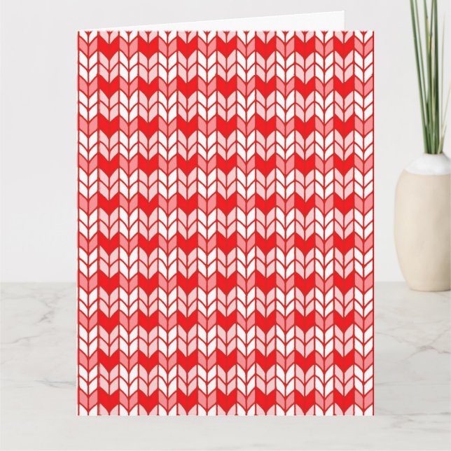 RED GINGHAM KNIT Big Greeting Card / Vertical (Front)