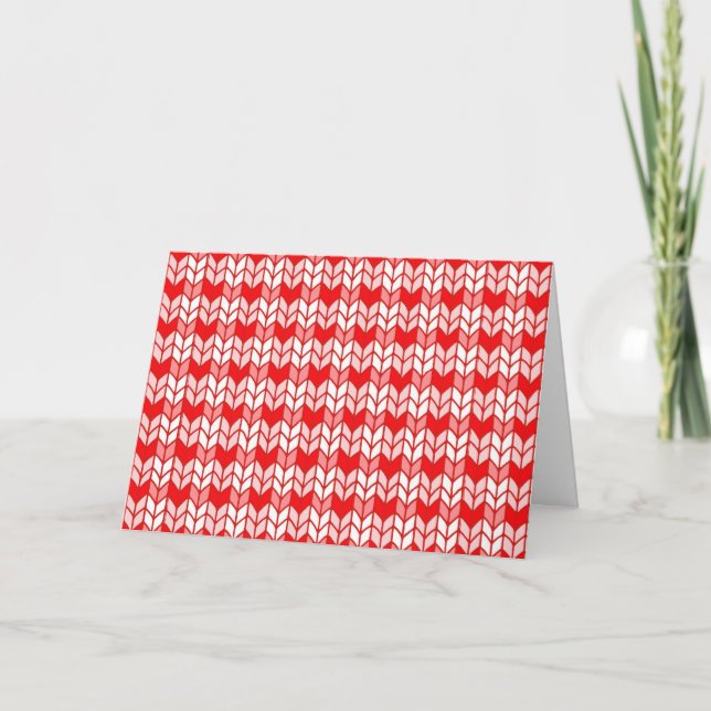 RED GINGHAM KNIT Greeting Card / Horizontal (Front)