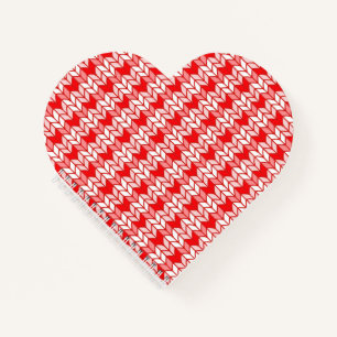 RED GINGHAM KNIT Heart Shape Spiral Notebook