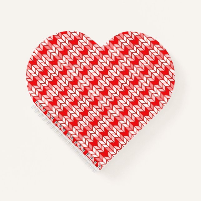 RED GINGHAM KNIT Heart Shape Spiral Notebook  (Front)