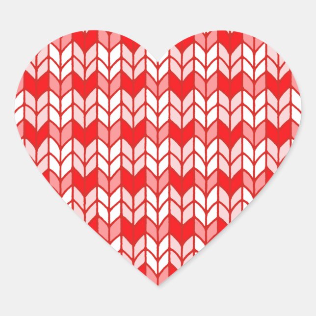 RED GINGHAM KNIT Heart Stickers (Front)