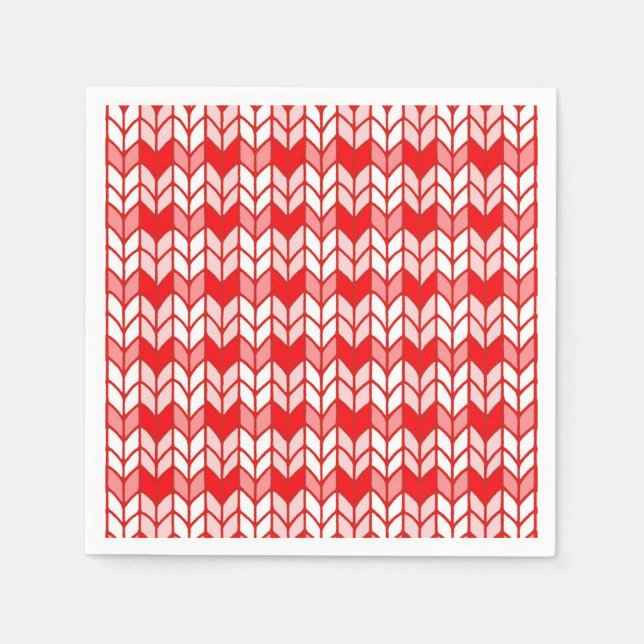 RED GINGHAM KNIT Standard Cocktail Paper Napkins (Front)