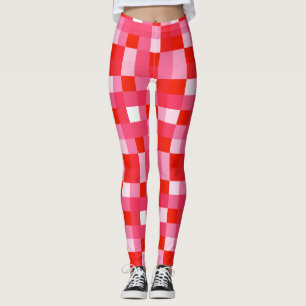 Red Gingham Mosaic Leggings