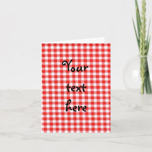 red gingham notecard