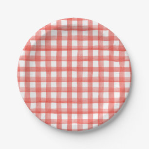 Red Gingham Paper Plate