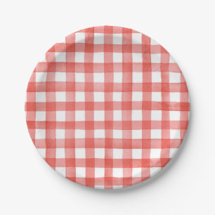 Red Gingham Paper Plates