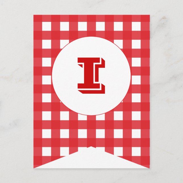 Red Gingham Party Flag Bunting Banner Post Card (Front)