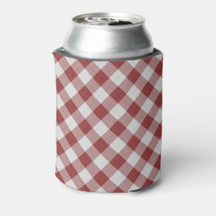 red gingham pattern can cooler