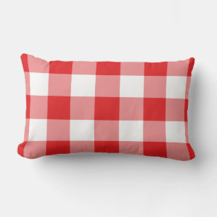 Red Gingham Pattern Lumbar Pillow