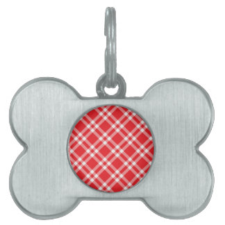 Red Gingham Pattern Pet Name Tag