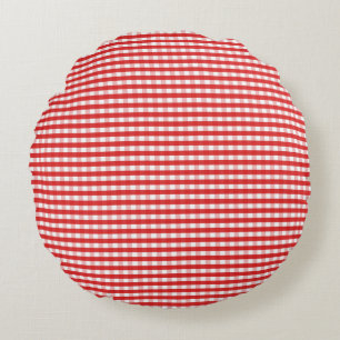 Red Gingham Pattern Round Pillow