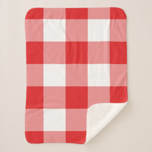 Red Gingham Pattern Sherpa Blanket