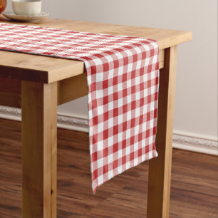 Red Gingham Pattern Short Table Runner