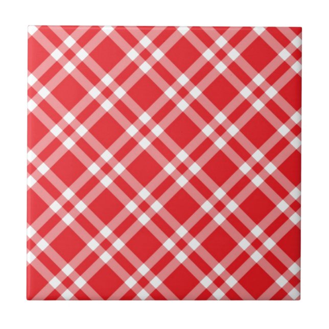 Red Gingham Pattern Tile (Front)