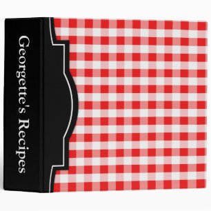 Red Gingham personalized 2" Recipe Binder