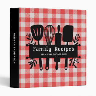 Red Gingham Personalized Cookbook Family Recipes Binder