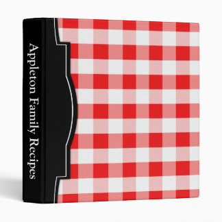Red Gingham personalized Recipe Binder