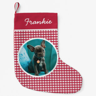 Red Gingham Pet Photo Small Christmas Stocking