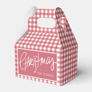 Red Gingham Plaid Christmas Favor Box