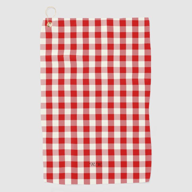 Red Gingham Plaid Golf Towel (Front)