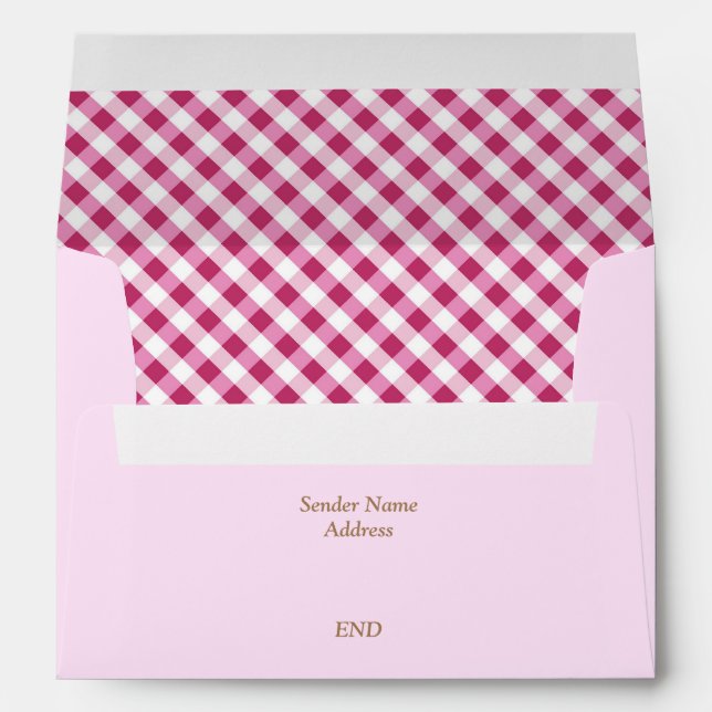 Red Gingham Plaid Lined Envelope (Back (Bottom))