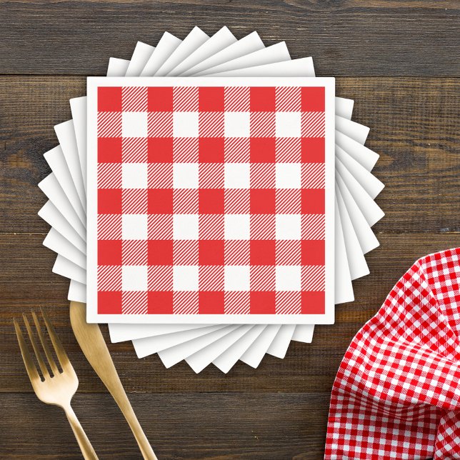 Red Gingham Plaid Pattern Napkin (Creator Uploaded)