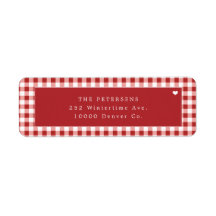 Red gingham plaid personalized