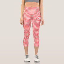 Red Gingham Plaid with White Elephant and Name