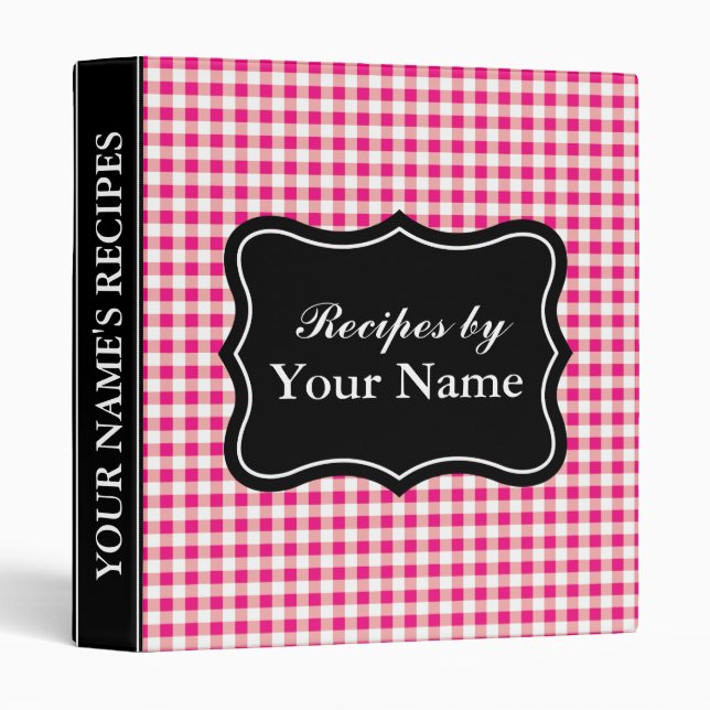 Red Gingham recipe binder | personalized cook book (Front/Spine)