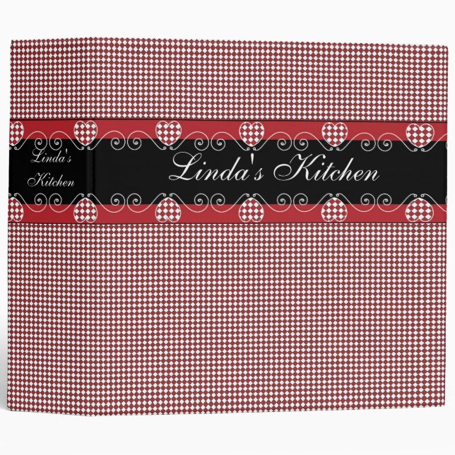 Red Gingham Recipe Book Binder (Front/Spine)