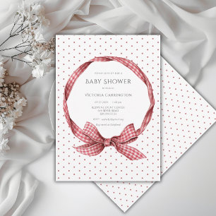 Red Gingham Ribbon Frame Vintage Invitation