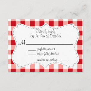 Red Gingham RSVP Card