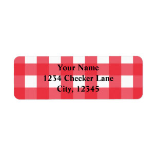 Red Gingham Summer Country BBQ Chequered Label