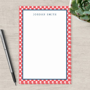 Red Gingham with Blue Border Post-it Notes