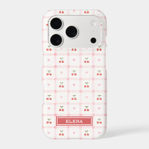 Red Gingham with Cherries and Bows Monogrammed