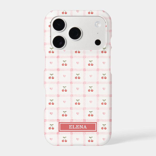 Red Gingham with Cherries and Bows Monogrammed (Back)