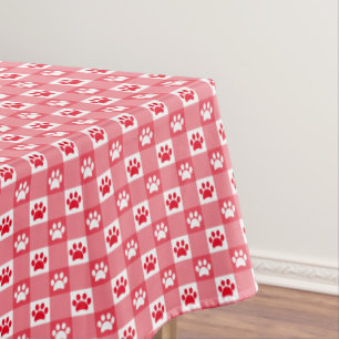 Red Gingham with Paw Prints Picnic Tablecloth