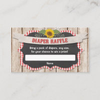 Red gingham yellow sunflowers baby diaper raffle
