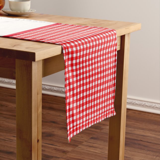 Red Ginghams with Strawberry Centre Short Table Runner (In Situ)