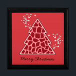 Red giraffe Christmas Tree Gift Box<br><div class="desc">Lovely,  bright,  modern pattern with animal print christmas tree in Red and stars. Cute,  girly,  and trendy Christmas gift. Personalize it with your own text/ message/ name.</div>