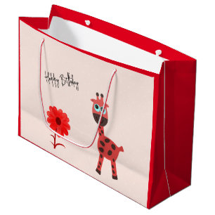 Red giraffe large gift bag