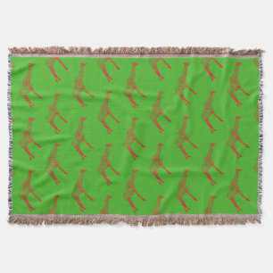 Red Giraffe Stencil Throw Blanket