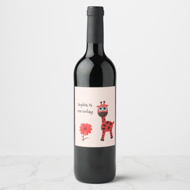 Red giraffe wine label (Front)