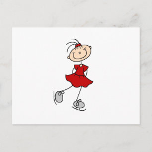 Red Girl Ice Skater T-shirts and Gifts Postcard