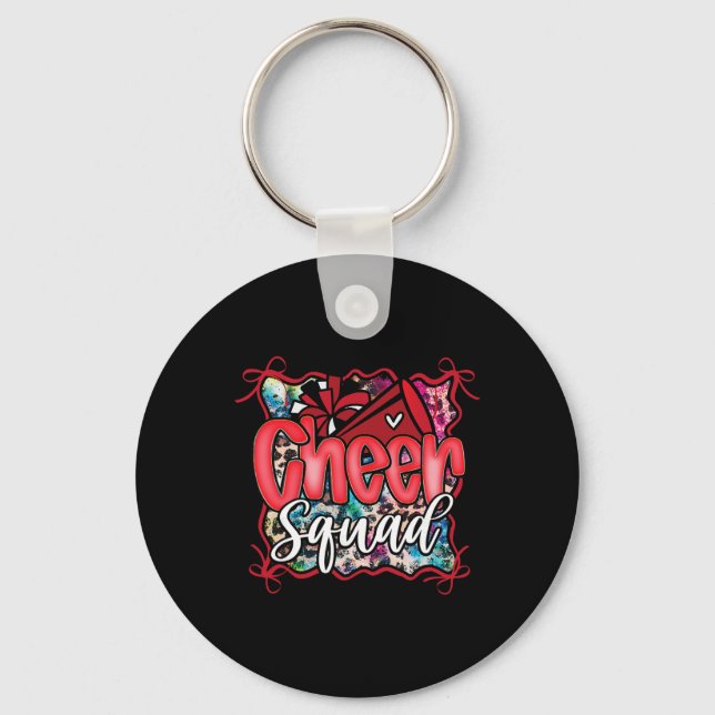 Red Girl Matching Bow Leopard Rainbow Coquette Che Keychain (Front)